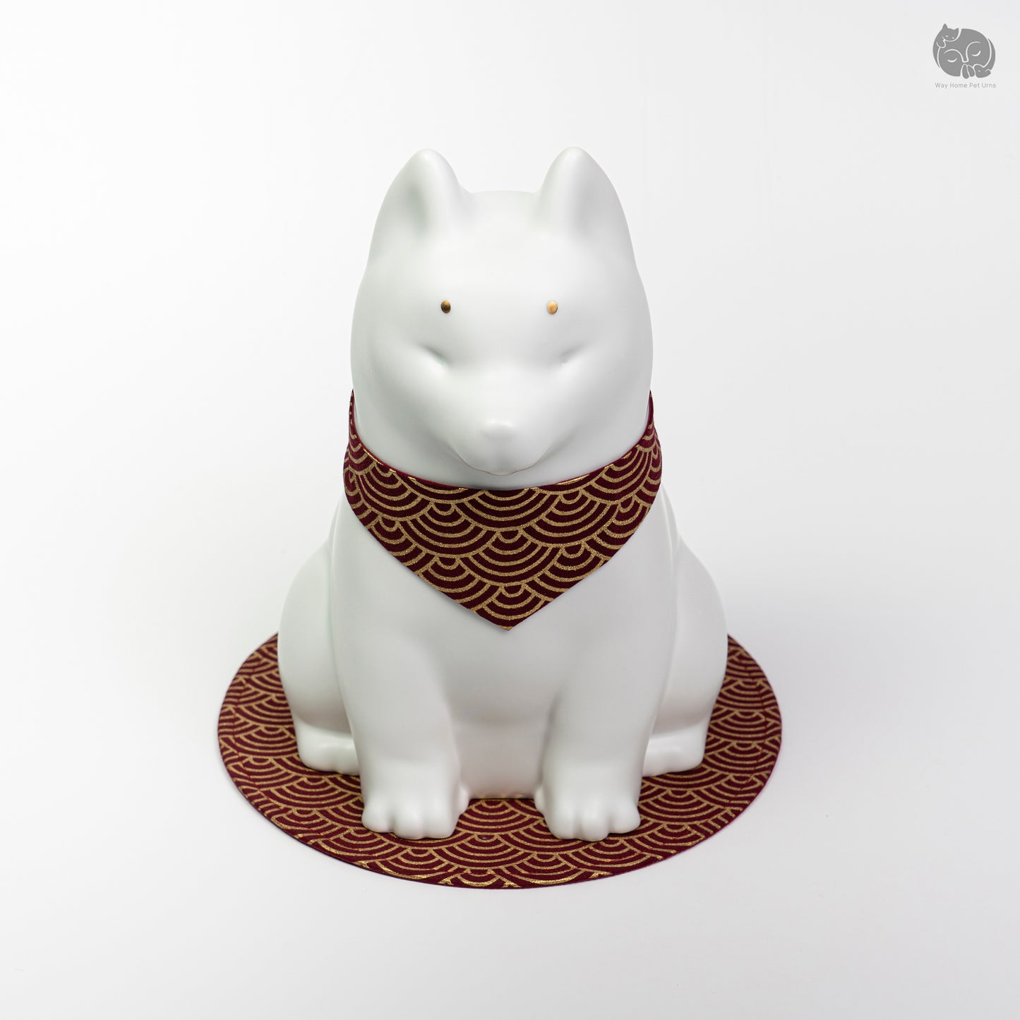 Ivory White Handmade Ceramic Urn for Dogs - Suitable for Husky, German Shepherd and Shiba