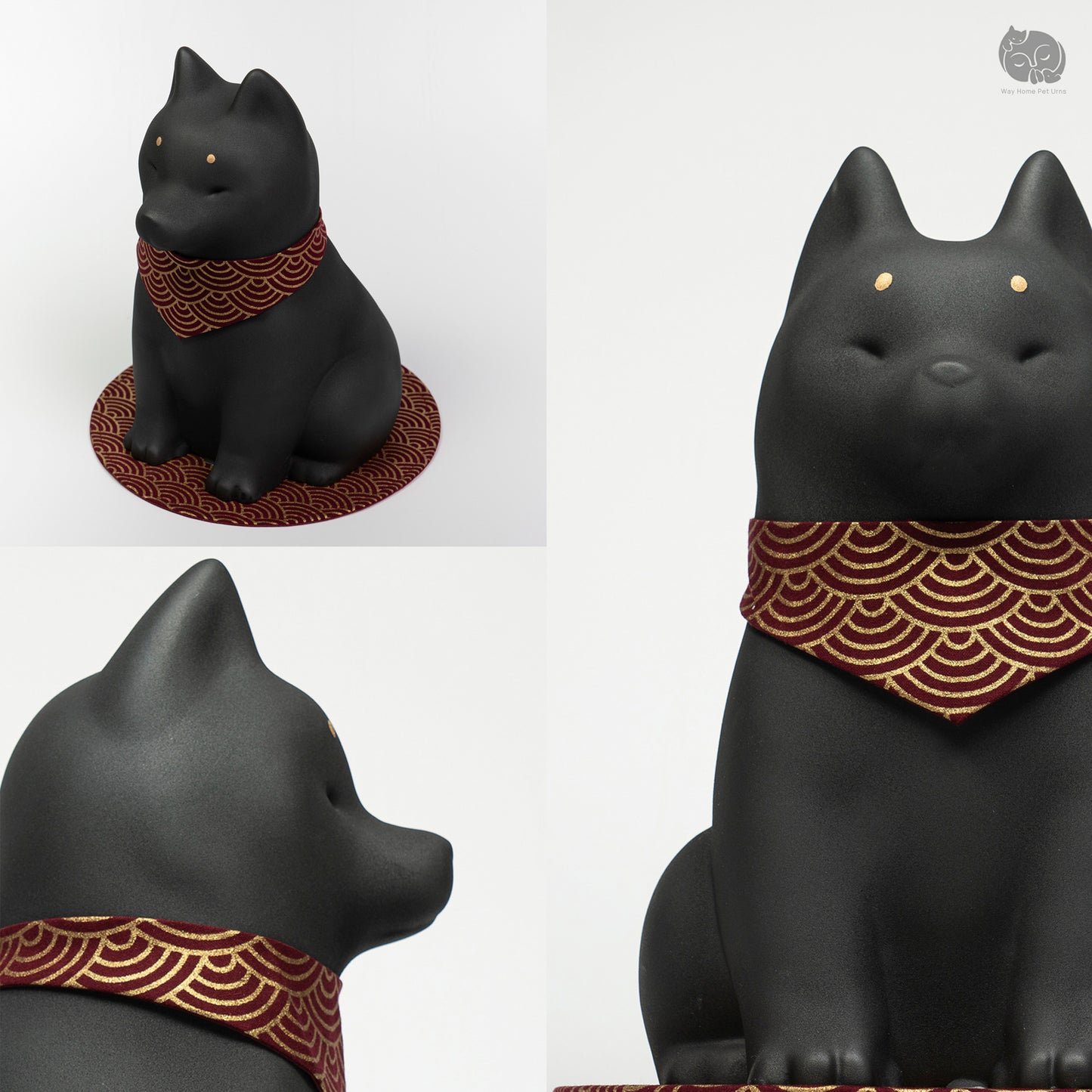 Obsidian Black Handmade Ceramic Urn for Dogs - Suitable for Husky, German Shepherd and Shiba