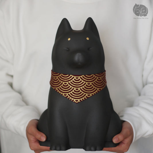 Obsidian Black Handmade Ceramic Urn for Dogs - Suitable for Husky, German Shepherd and Shiba