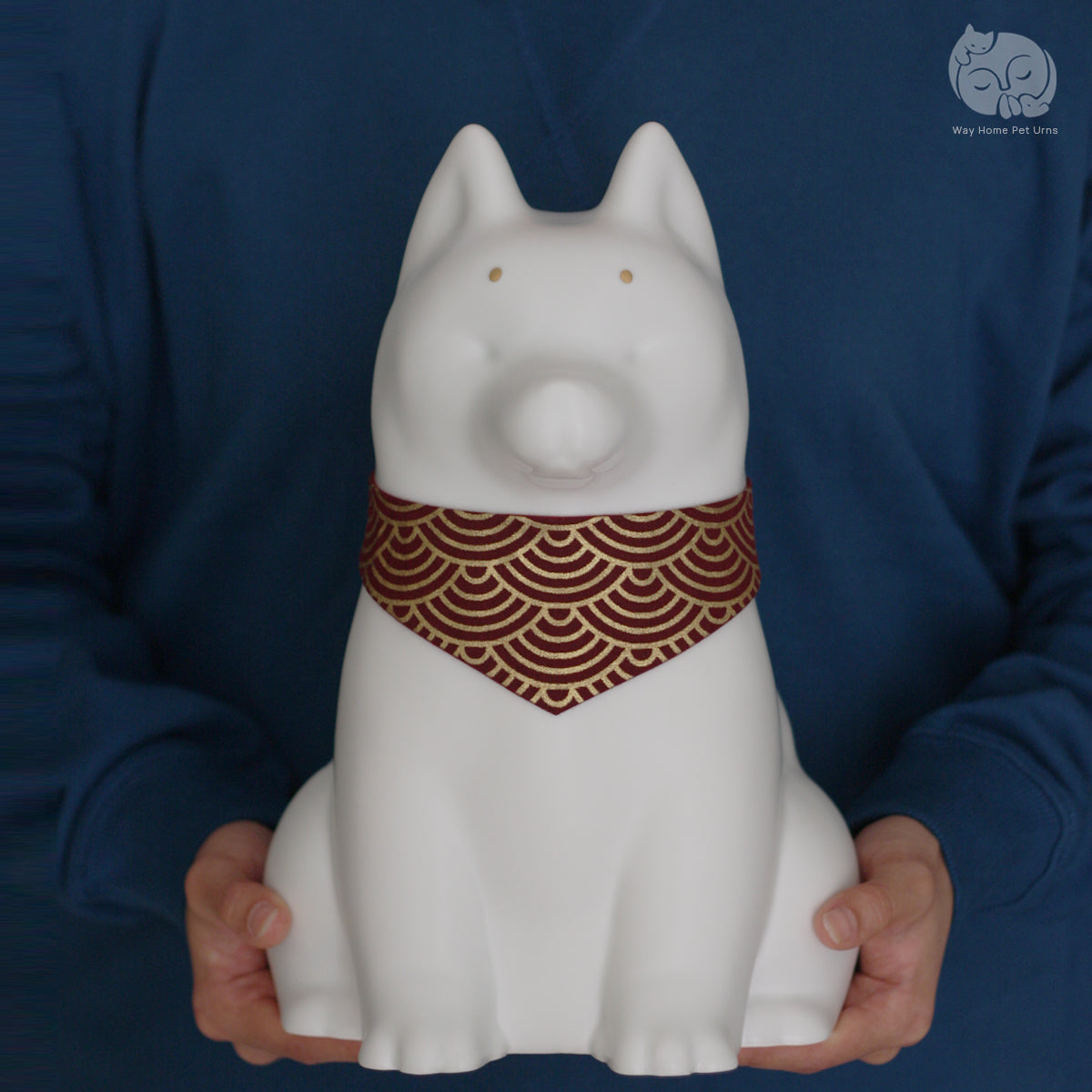 Ivory White Handmade Ceramic Urn for Dogs - Suitable for Husky, German Shepherd and Shiba