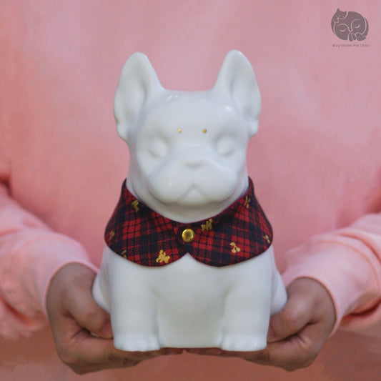 Ivory White Handmade Ceramic Urn for Dogs - Suitable for Bulldog and Boston Terrier