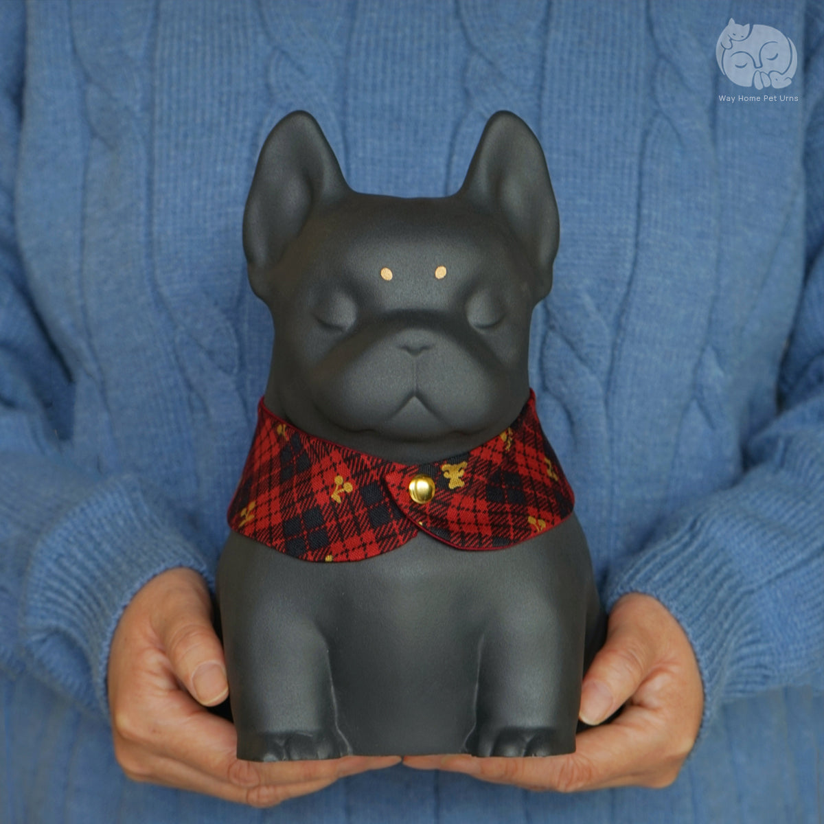 Obsidian Black Handmade Ceramic Urn for Dogs - Suitable for Bulldog and Boston Terrier